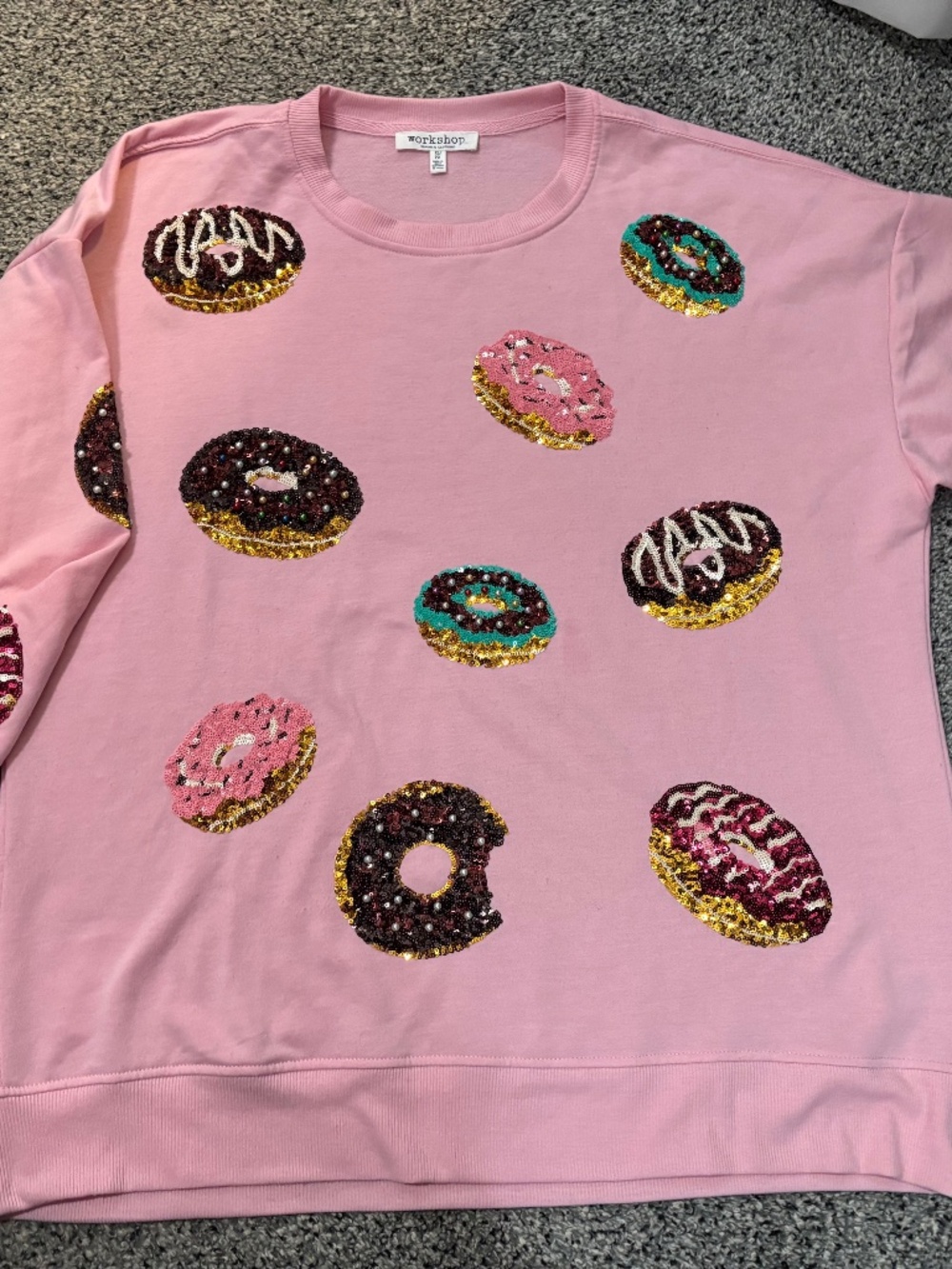 Workshop Pink sequin donut sweatshirt xl